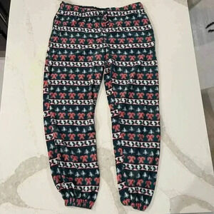 Christmas Fleece Lounge Pants Women's Large Green Candy Cane Pajama Sleepwear